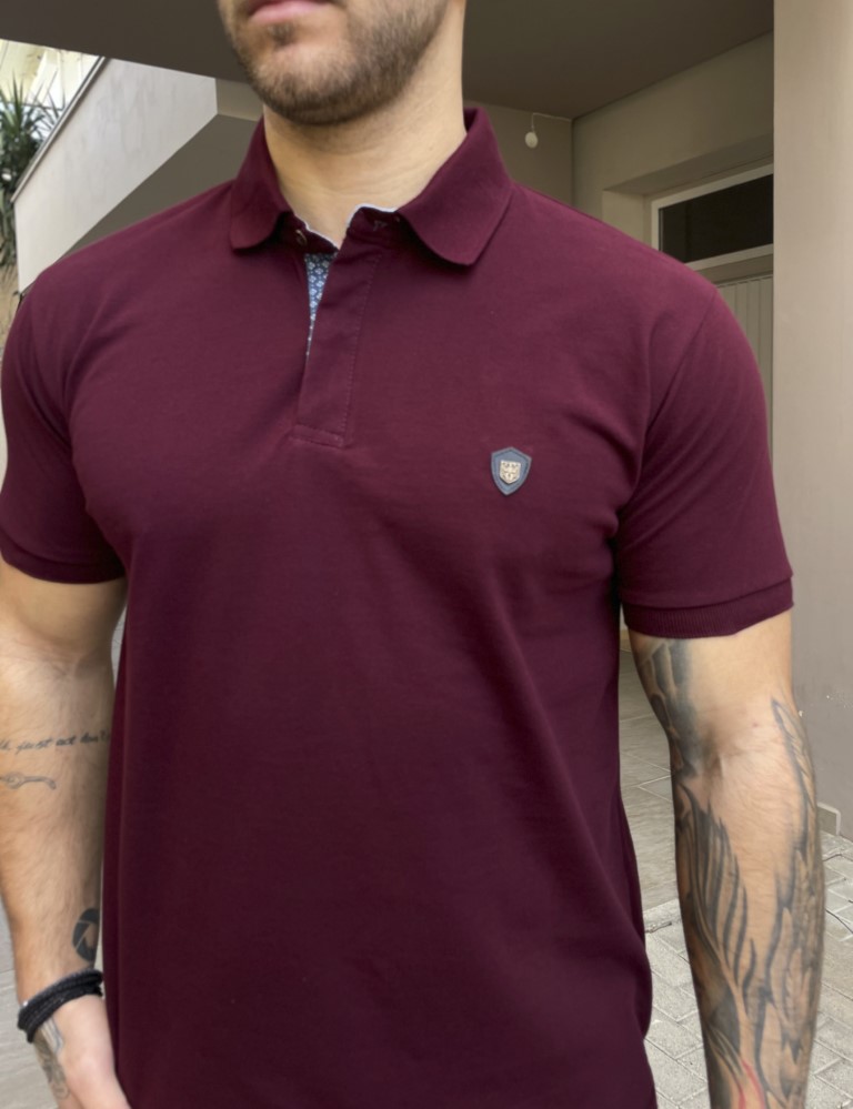 Everbest ανδρική μπορντό πικέ Polo μπλούζα Plus Size 252832B φωτογραφία